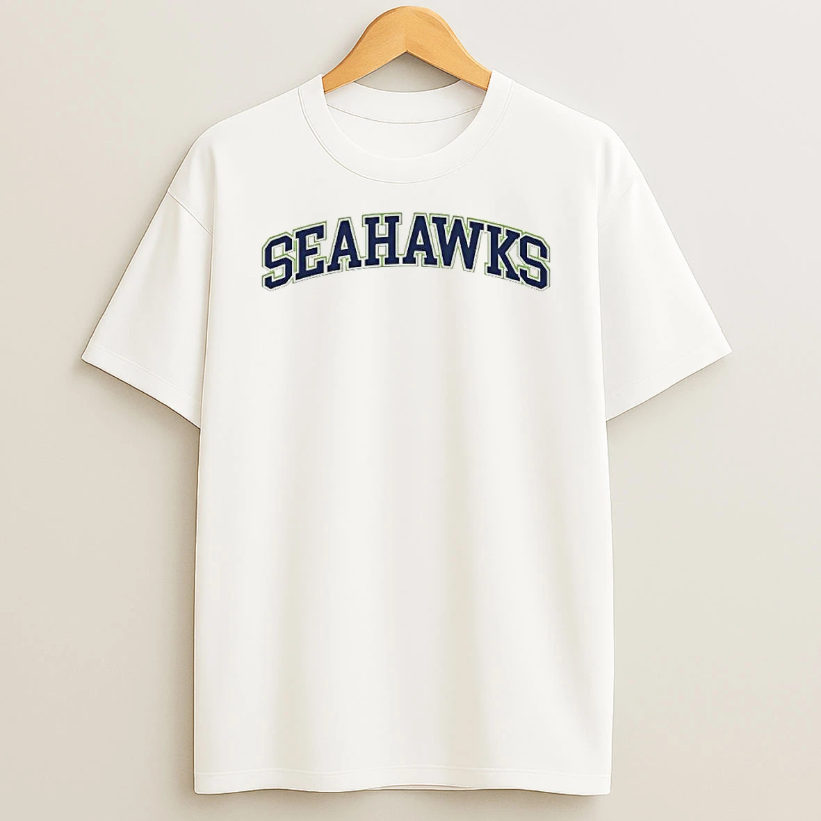 Seahawks Blue And Lime Green Arch Block Lettering T Shirt