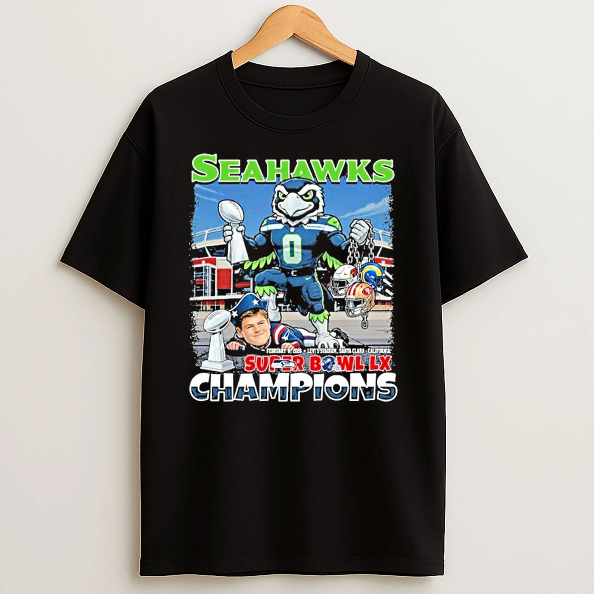 Seahawks Mascot Super Bowl Lx Champions T Shirt