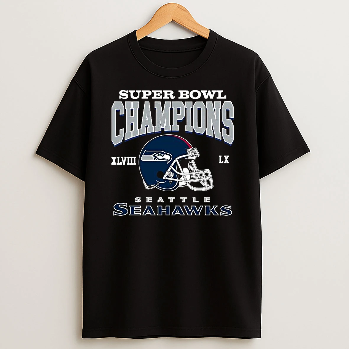 Seattle Seahawks 2 Time Super Bowl Champions Helmet T Shirt