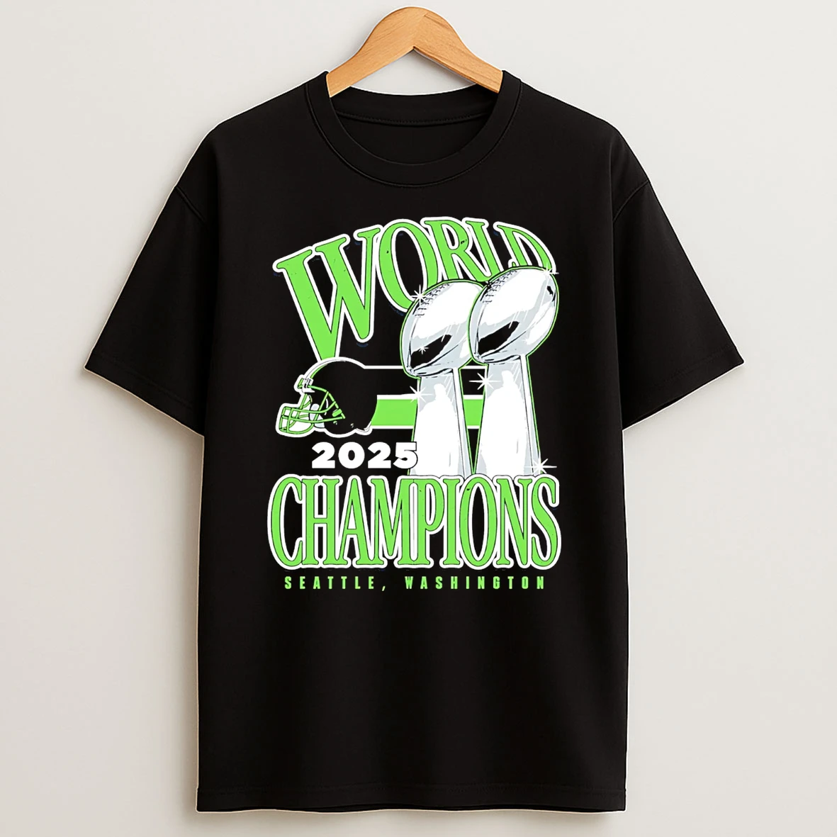 Seattle Seahawks 2025 26 Super Bowl Lx Champions Trophy T Shirt