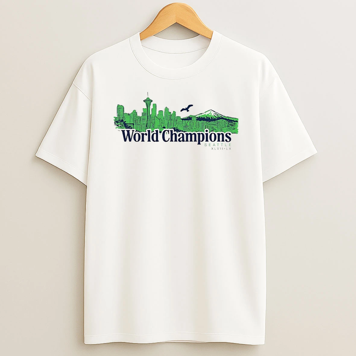 Seattle Seahawks 2025 26 World Champions Skyline T Shirt