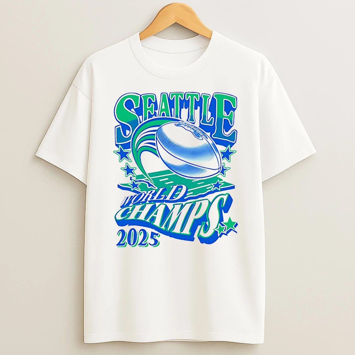Seattle Seahawks 2025 World Champs Football T Shirt