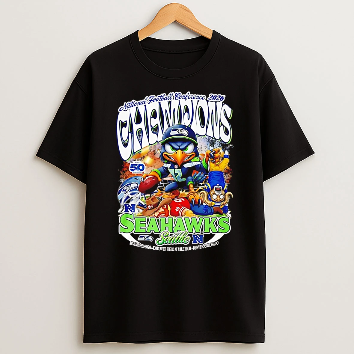 Seattle Seahawks 2026 Nfc Super Bowl Lx Champions Mascot T Shirt