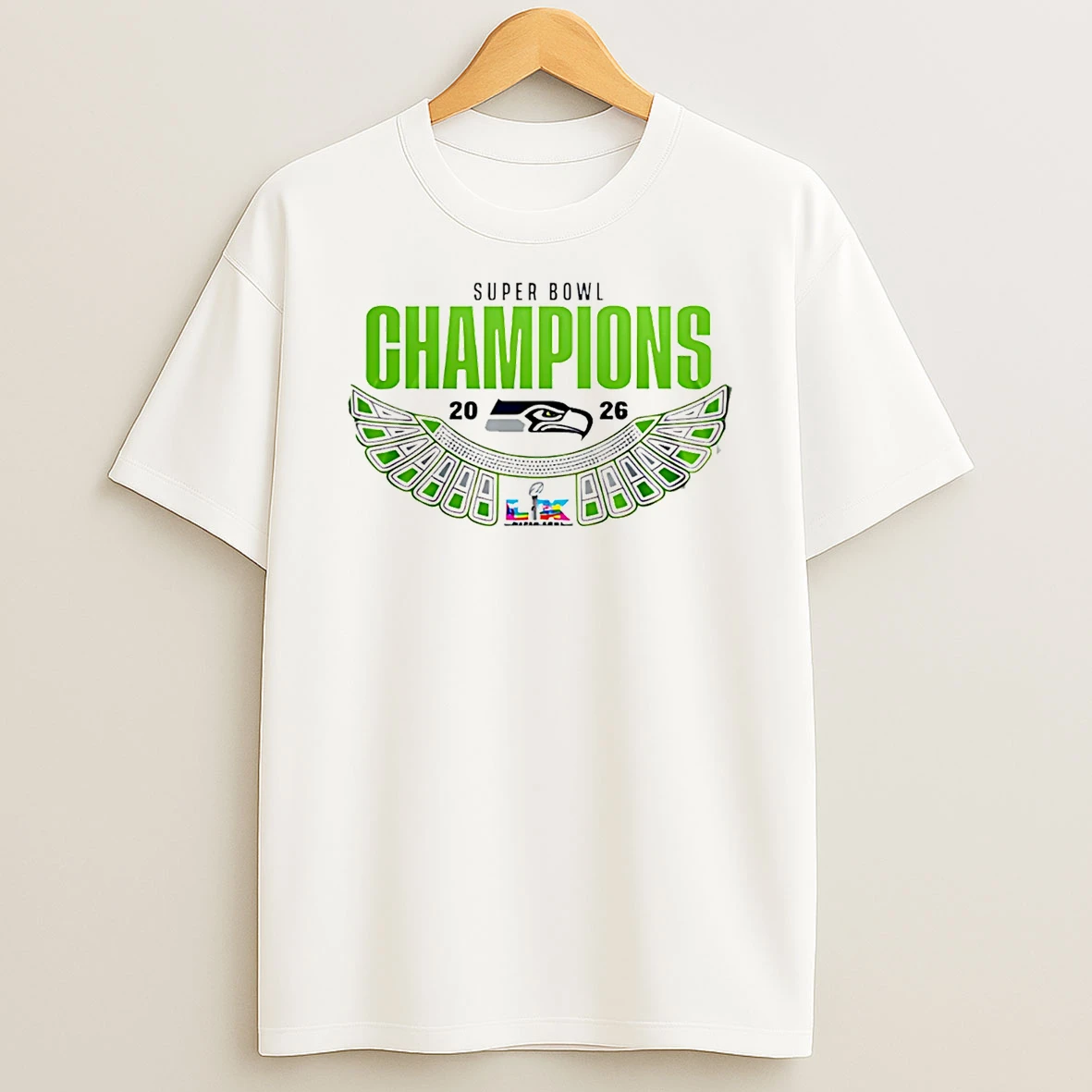 Seattle Seahawks 2026 Super Bowl Champion Trophy Graphic T Shirt