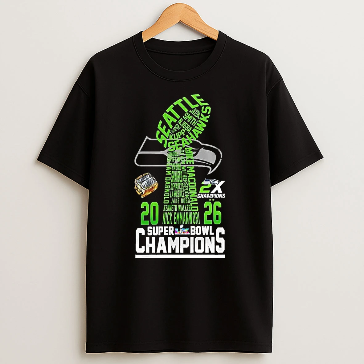 Seattle Seahawks 2x Super Bowl Champions 2013 2026 T Shirt