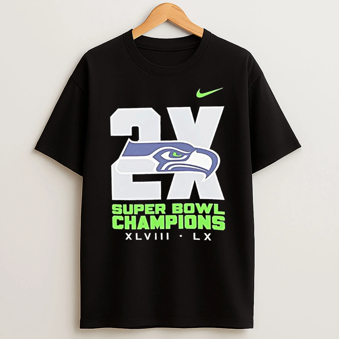 Seattle Seahawks 2x Super Bowl Lx Champions 2026 T Shirt