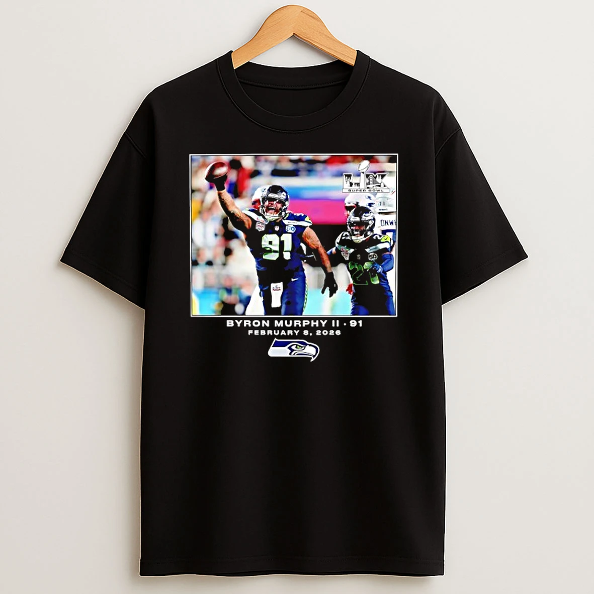 Seattle Seahawks Byron Murphy Ii Nfl Flash Features Super Bowl Lx T Shirt