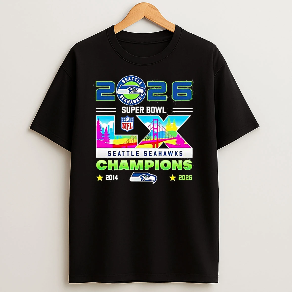 Seattle Seahawks Champions 2014 2026 Super Bowl Logo T Shirt