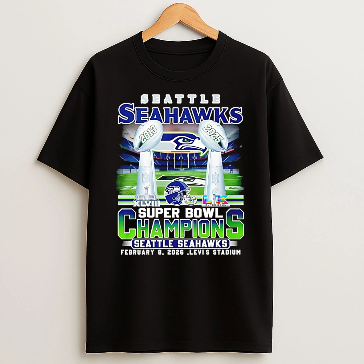 Seattle Seahawks Champions Super Bowl Lx 2013 2025 T Shirt