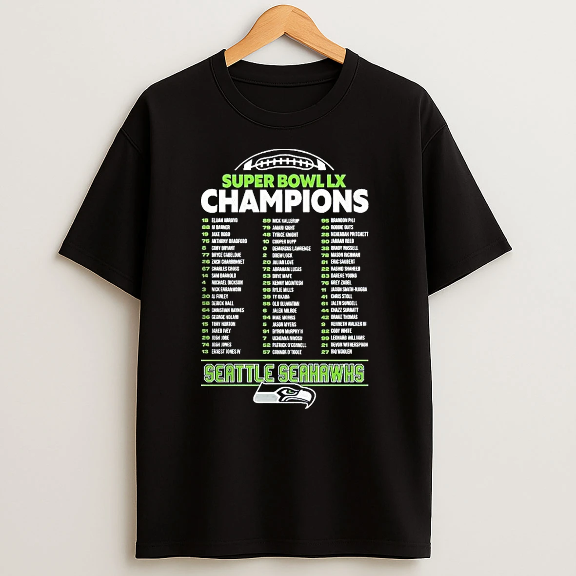 Seattle Seahawks Champions Super Bowl Lx 2026 Roster T Shirt
