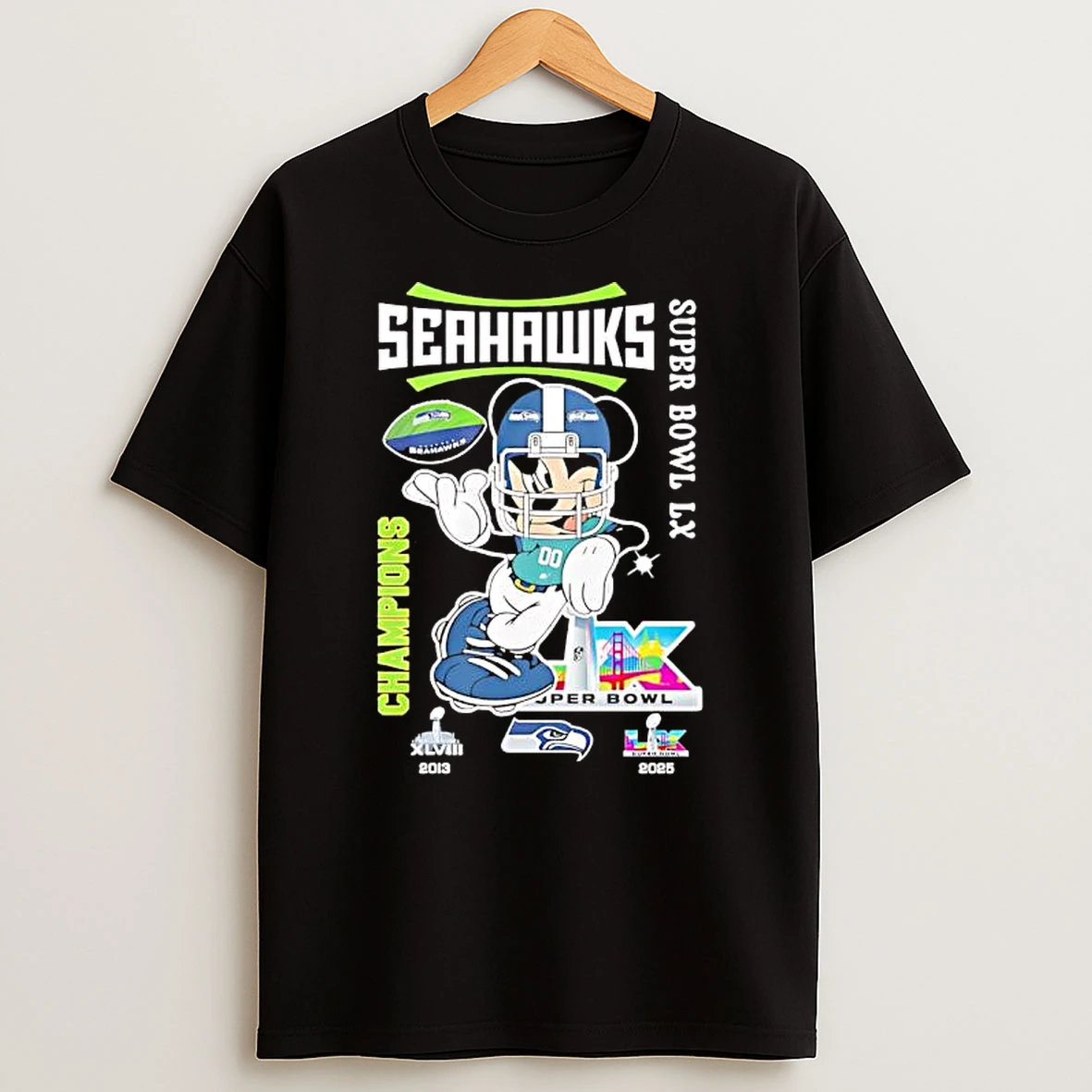 Seattle Seahawks Disney Huddle Up Super Bowl Lx Champions T Shirt
