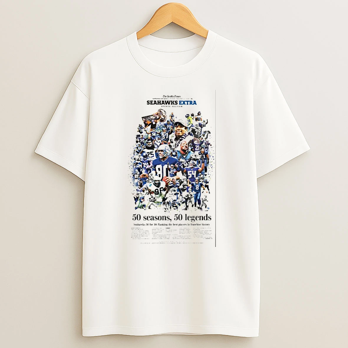 Seattle Seahawks Football 50 Seasons 50 Legends Anniversary Tribute T Shirt