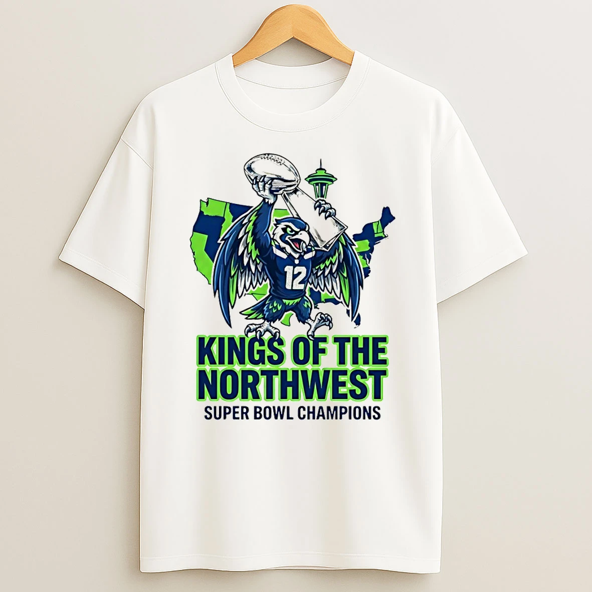Seattle Seahawks Football Mascot 2026 Super Bowl Lx Champions King Of The Northwest T Shirt