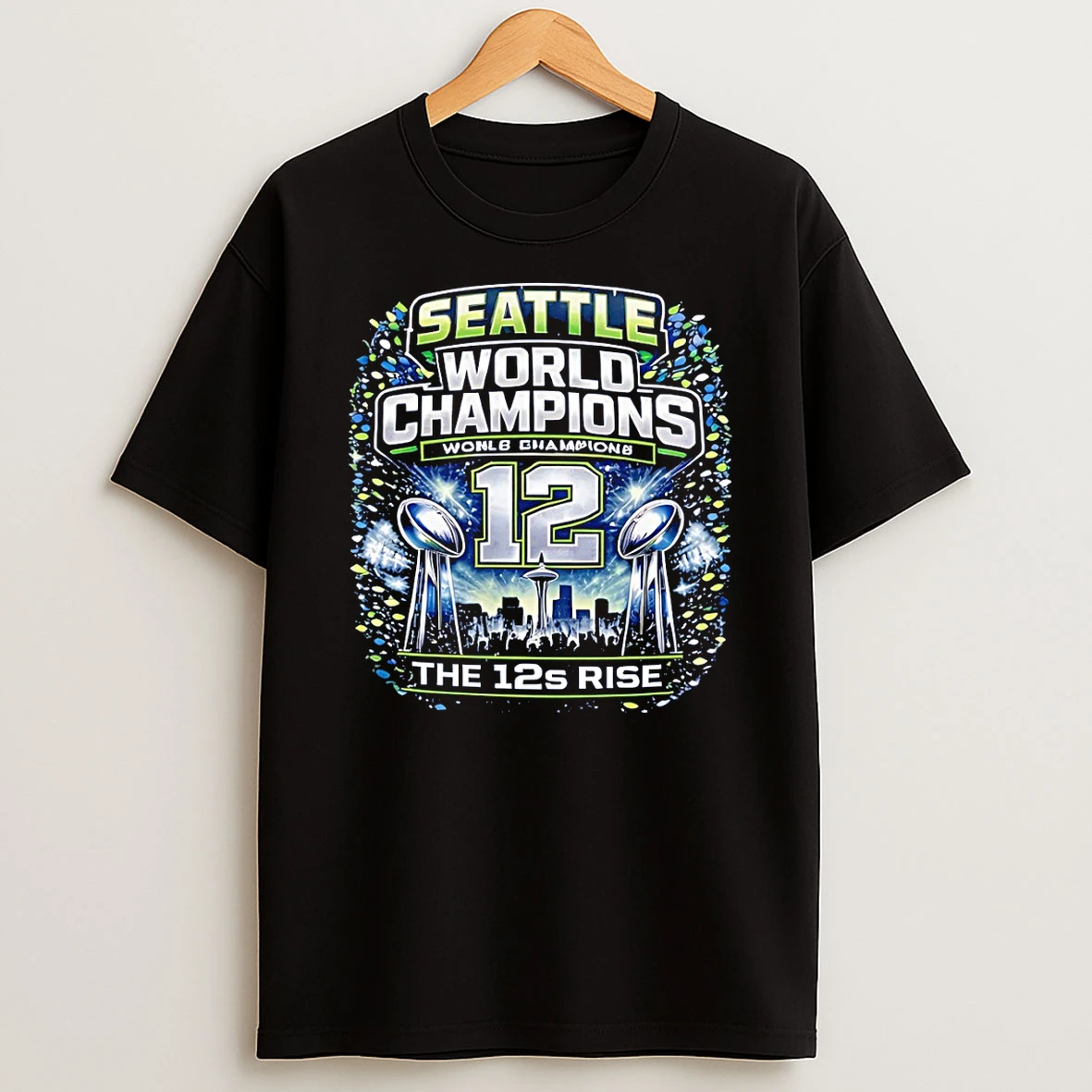 Seattle Seahawks Football The 12s Rise 2026 World Championship City Skyline T Shirt