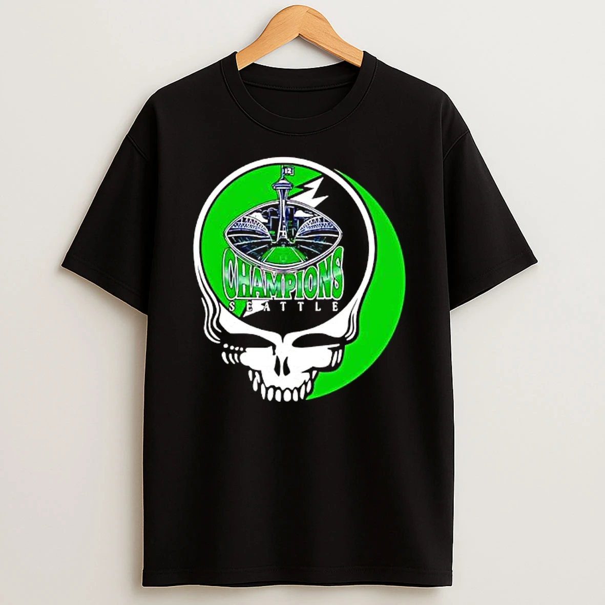 Seattle Seahawks Grateful Deads Steal Your Face Super Bowl Champions Logo T Shirt
