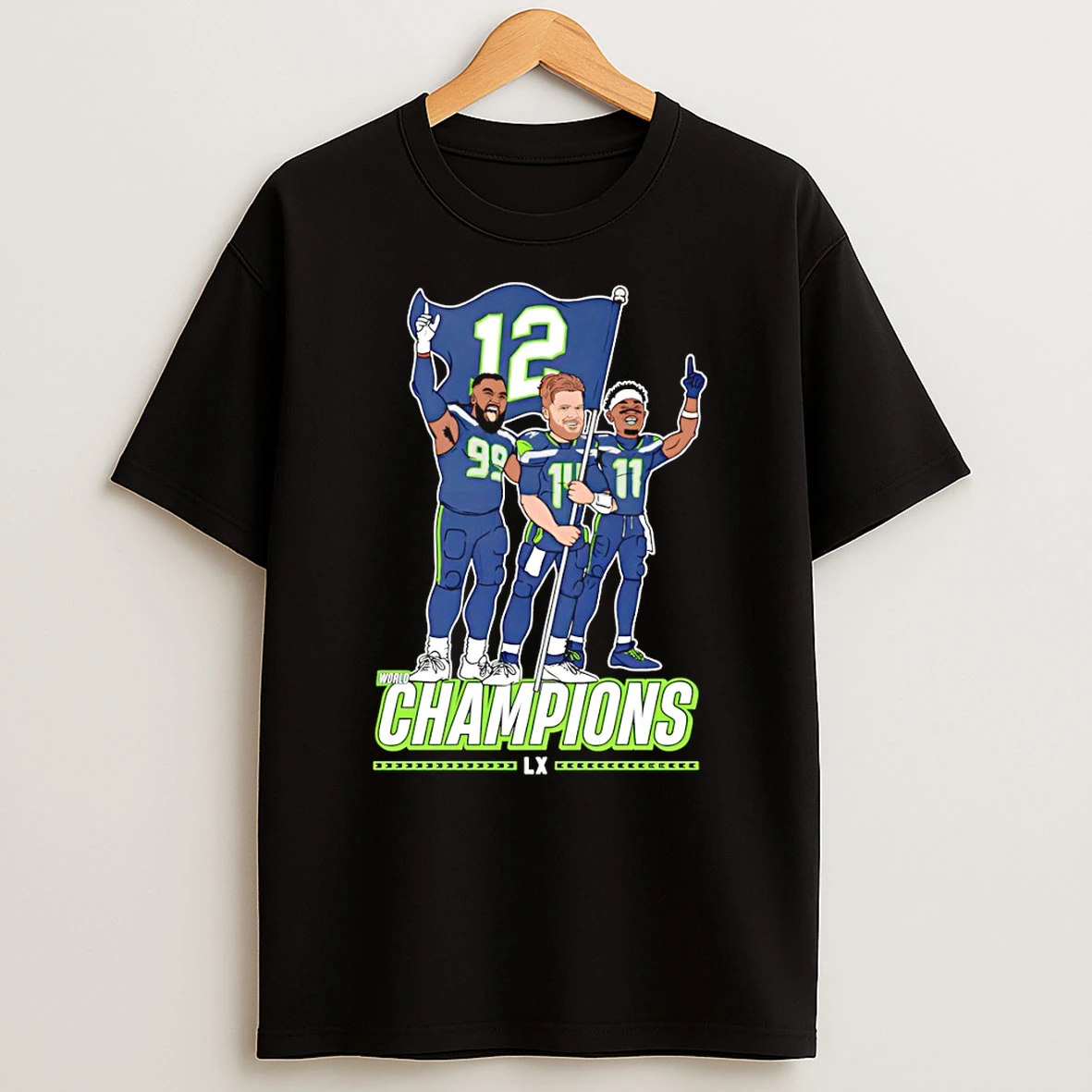 Seattle Seahawks Lx World Champions 12 As One Flag Plant T Shirt