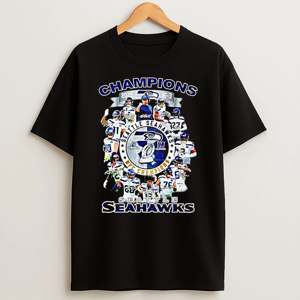 Seattle Seahawks Nfc Champions Graphic 2025 T Shirt