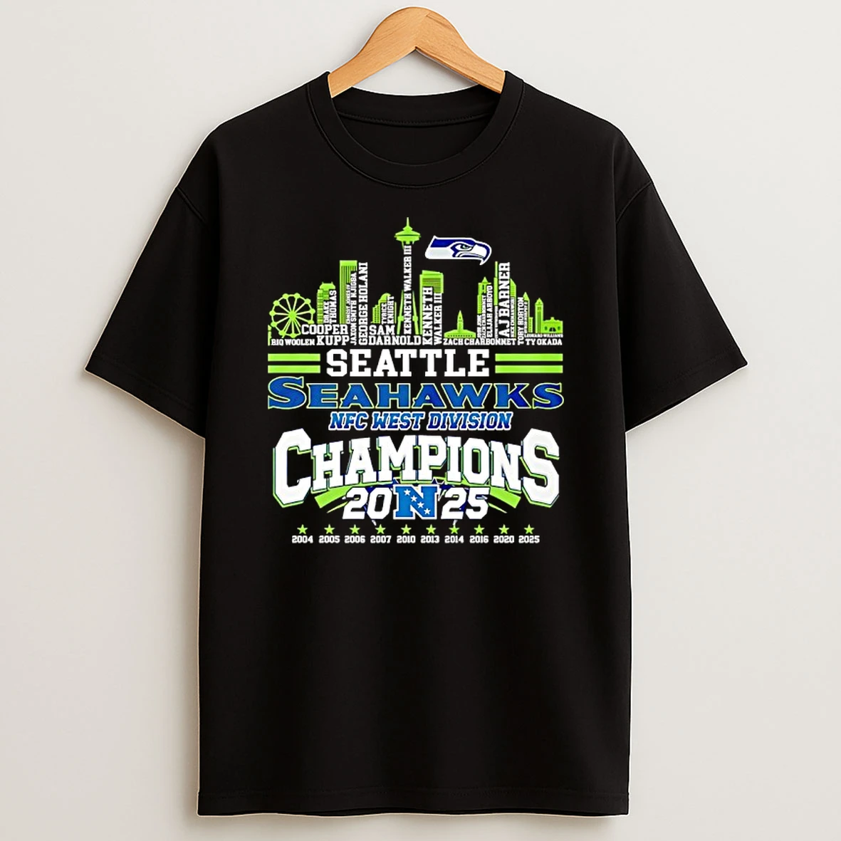 Seattle Seahawks Nfc West Division Champions City Skyline 2025 T Shirt