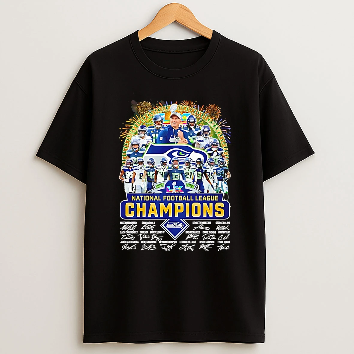 Seattle Seahawks National Football League Champions 2026 Signatures T Shirt