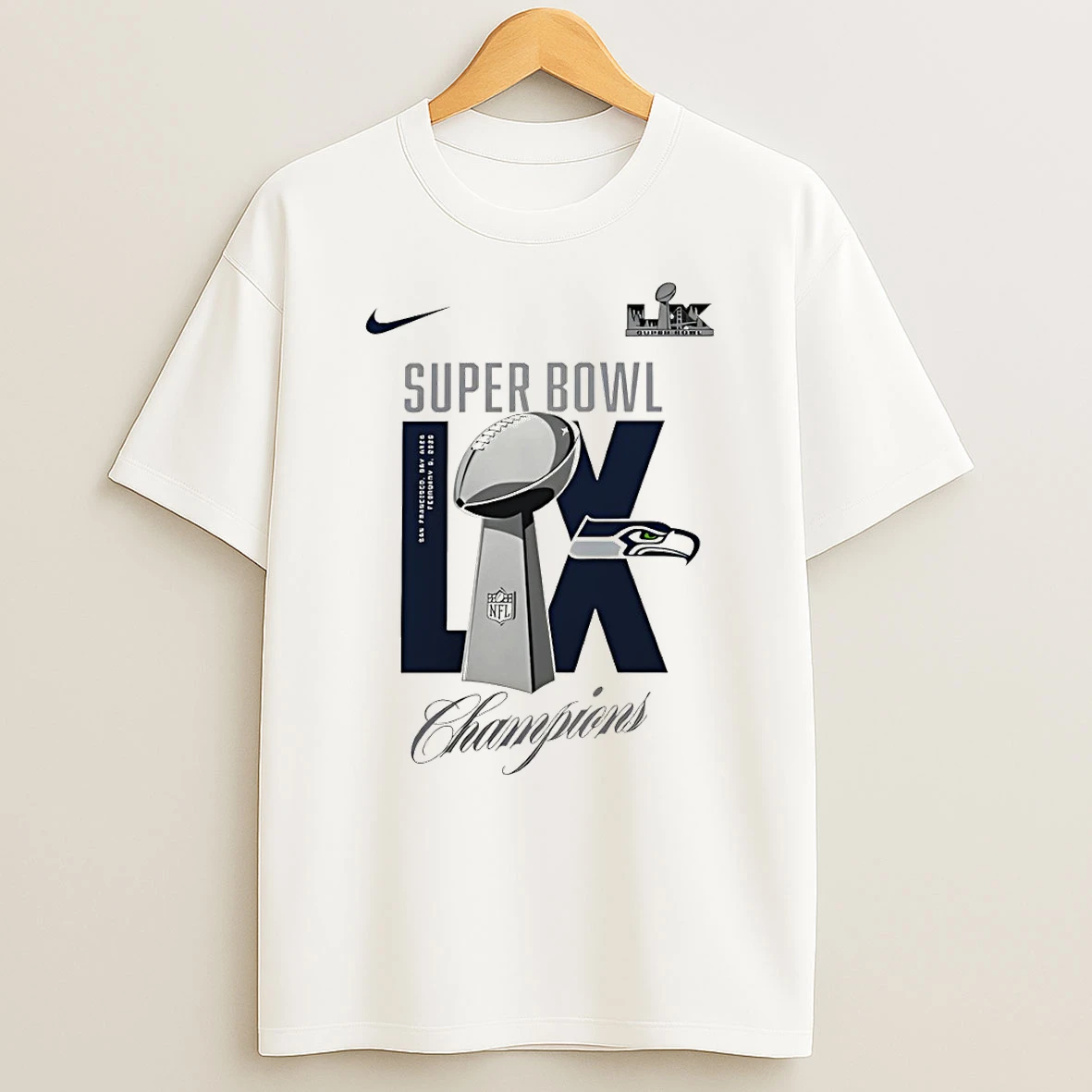 Seattle Seahawks Nike Super Bowl Lx Champions Lombardi Trophy T Shirt