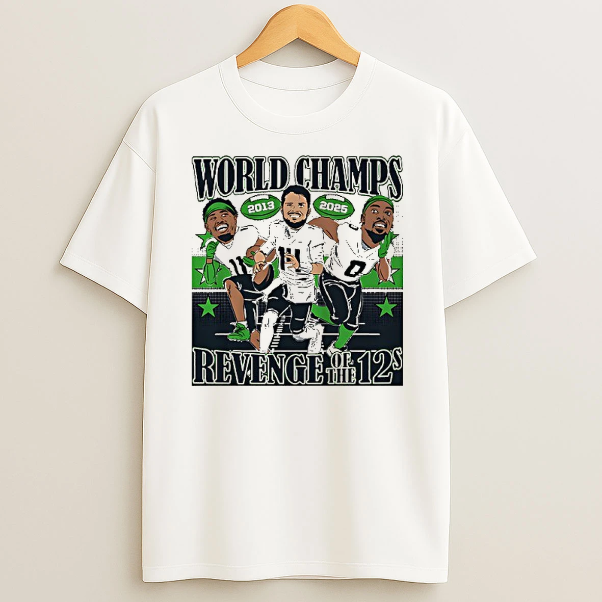 Seattle Seahawks Sam Darnold Jaxon Smith Njigba And Demarcus Lawrence World Champs Revenge Of The 12s Caricatures T Shirt