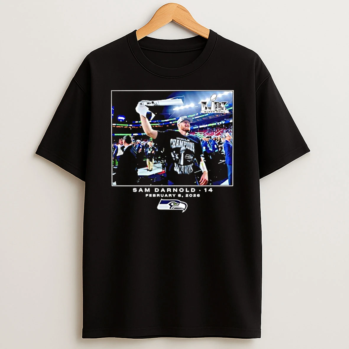 Seattle Seahawks Sam Darnold Nfl Flash Features Super Bowl Lx T Shirt