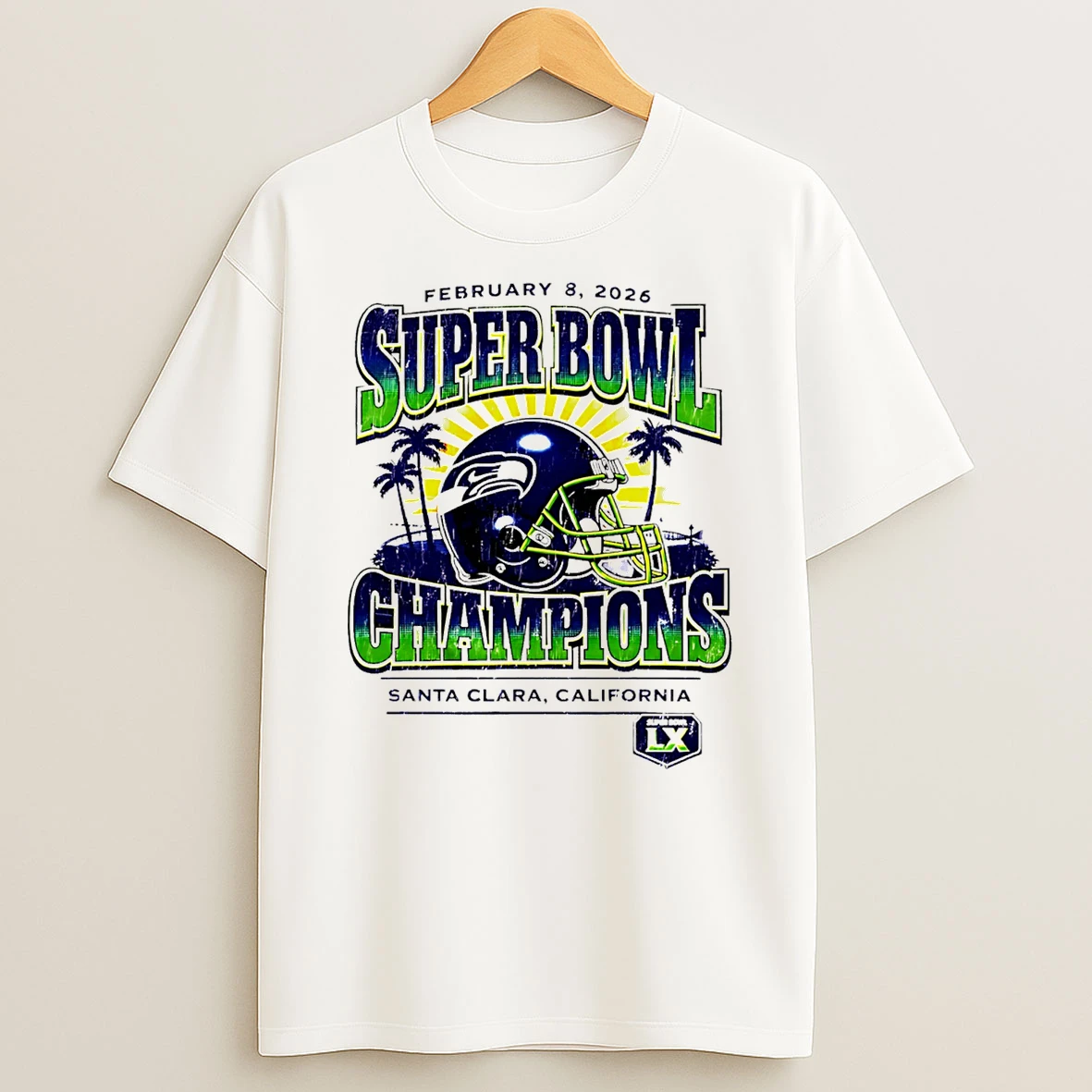 Seattle Seahawks Super Bowl Champs Helmet Vintage T Shirt