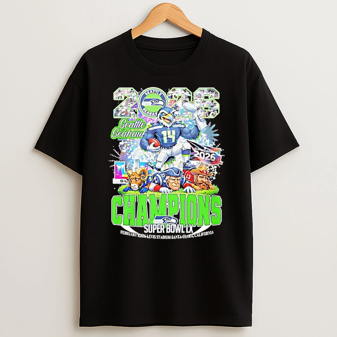 Seattle Seahawks Super Bowl Lx Champions 2026 February Levis Stadium Santa Clara T Shirt