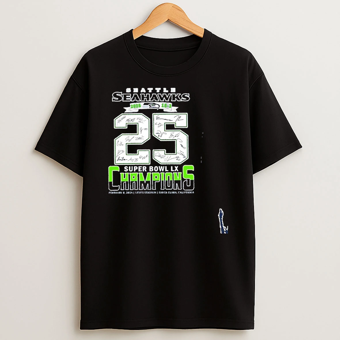Seattle Seahawks Super Bowl Lx Champions 25 Signatures T Shirt