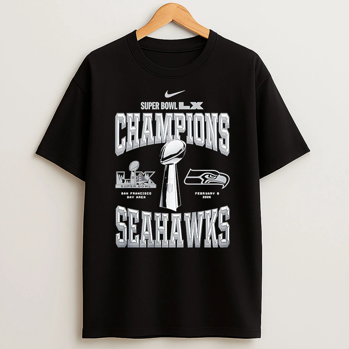 Seattle Seahawks Super Bowl Lx Champions Locker Room Trophy T Shirt