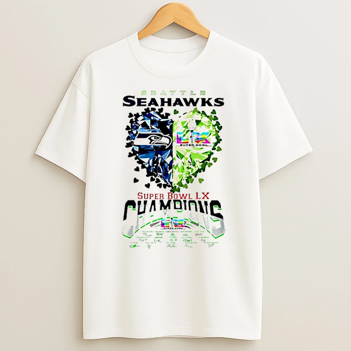 Seattle Seahawks Super Bowl Lx Champions Congrats Logo T Shirt