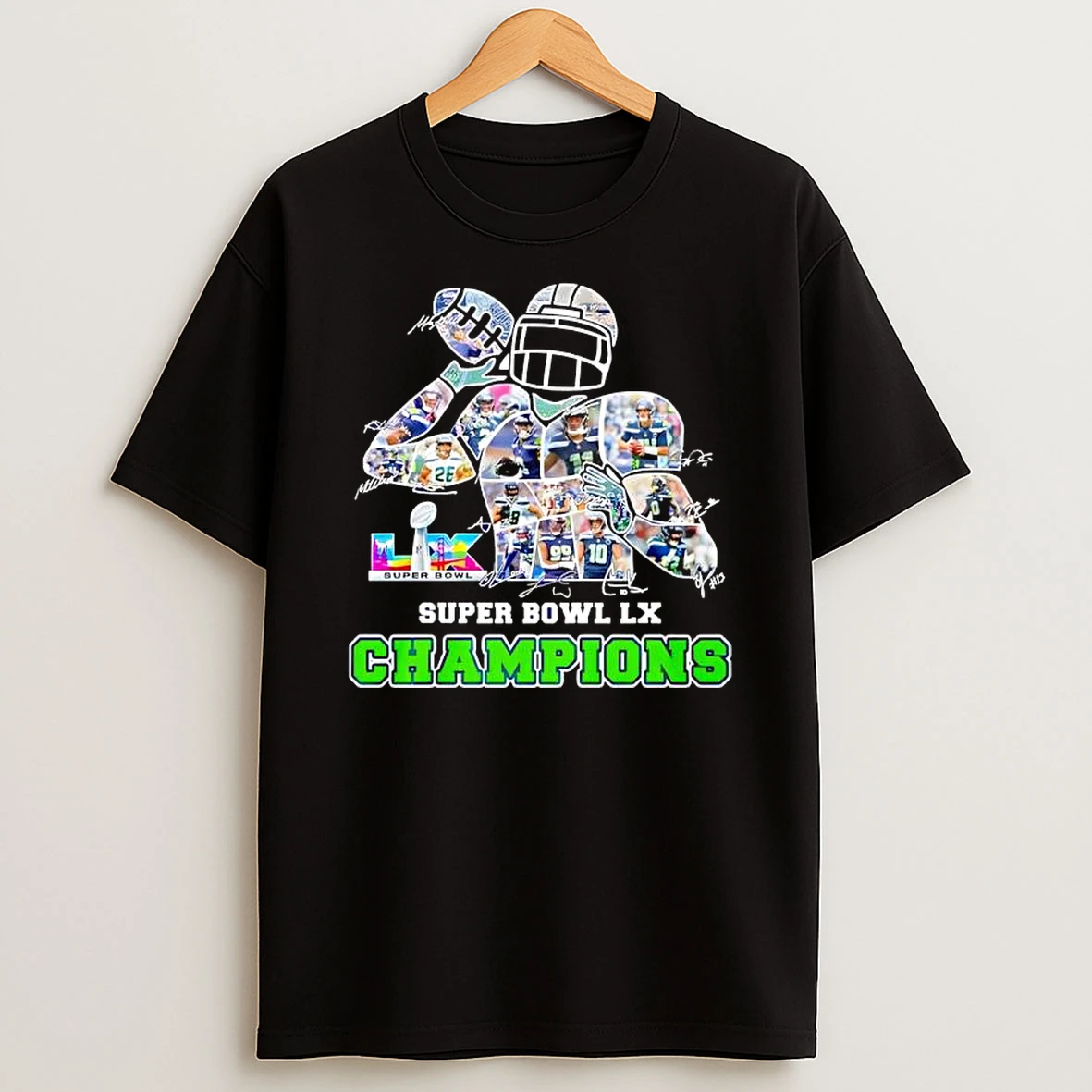 Seattle Seahawks Super Bowl Lx Champions Players Signatures T Shirt