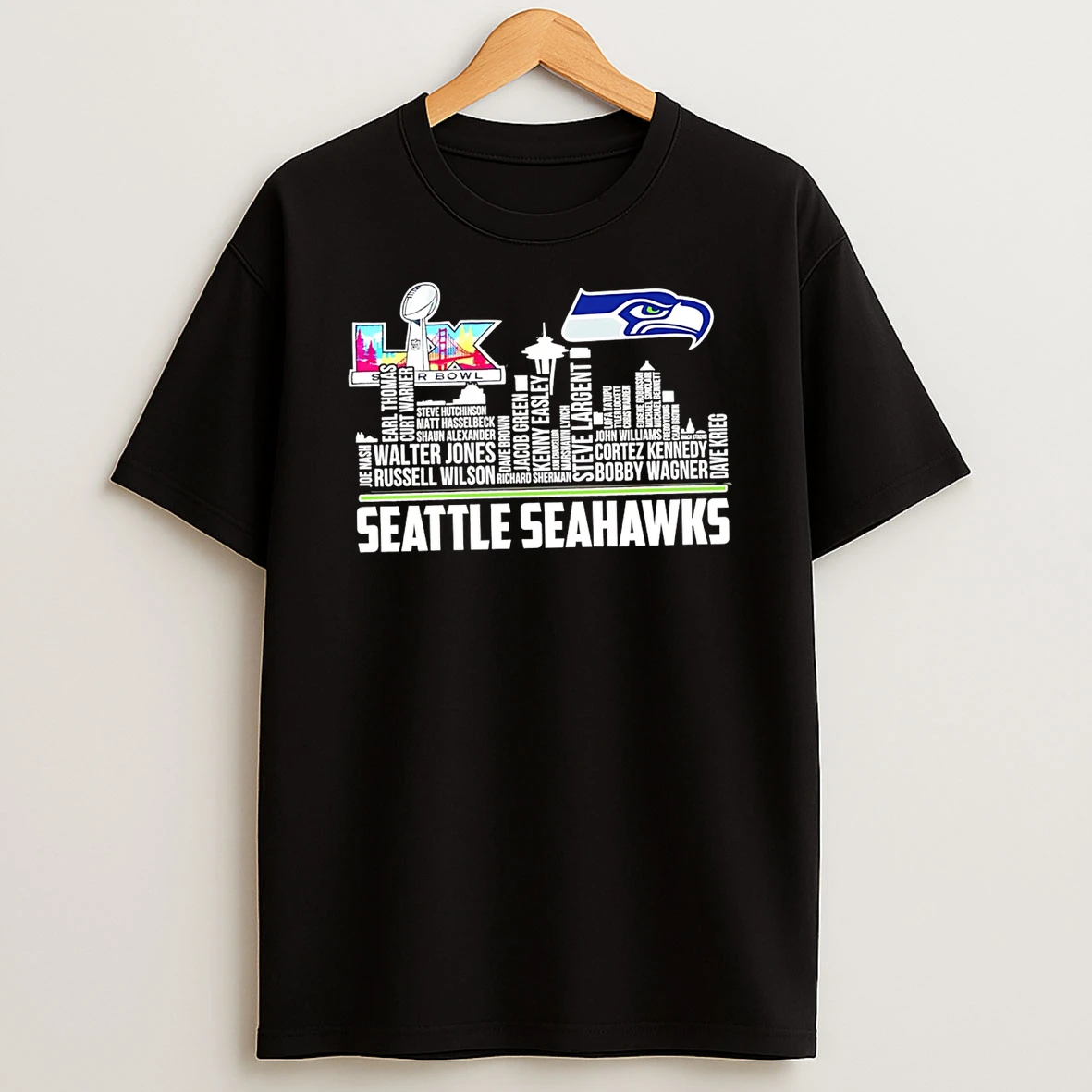 Seattle Seahawks Super Bowl Lx Player Names City Skyline T Shirt