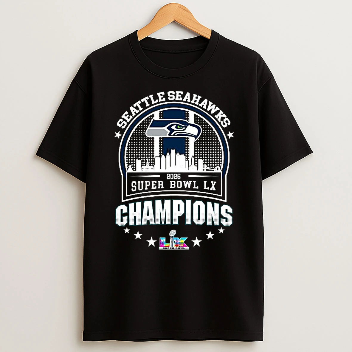 Seattle Seahawks Super Bowl Lx 2025 Champions Matchup Skyline T Shirt