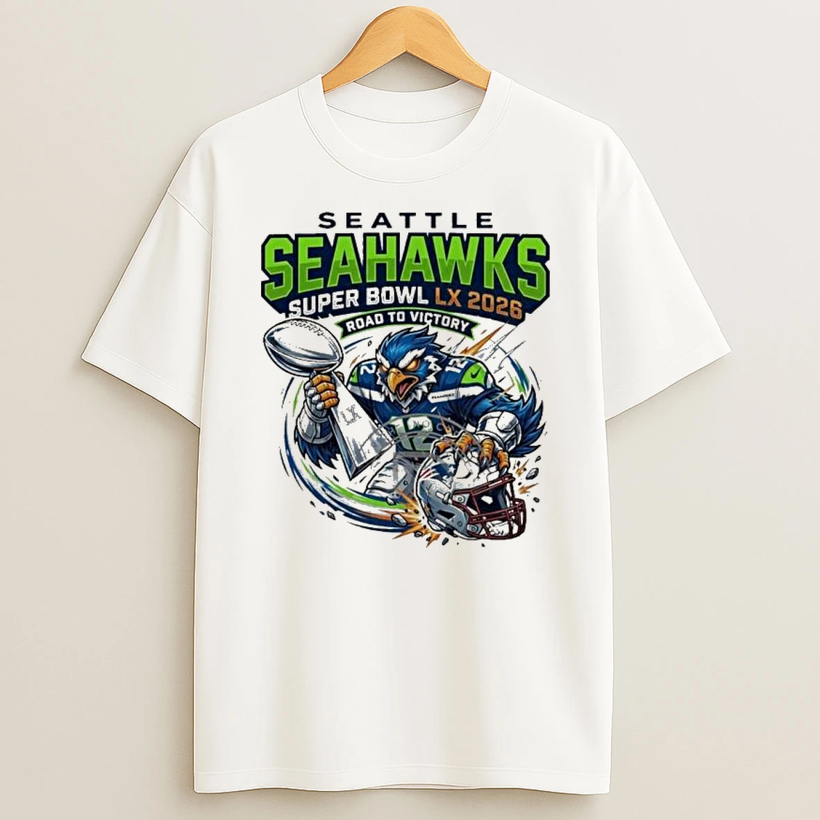 Seattle Seahawks Super Bowl Lx 2026 Road To Victory Champions Celebration Mascot T Shirt