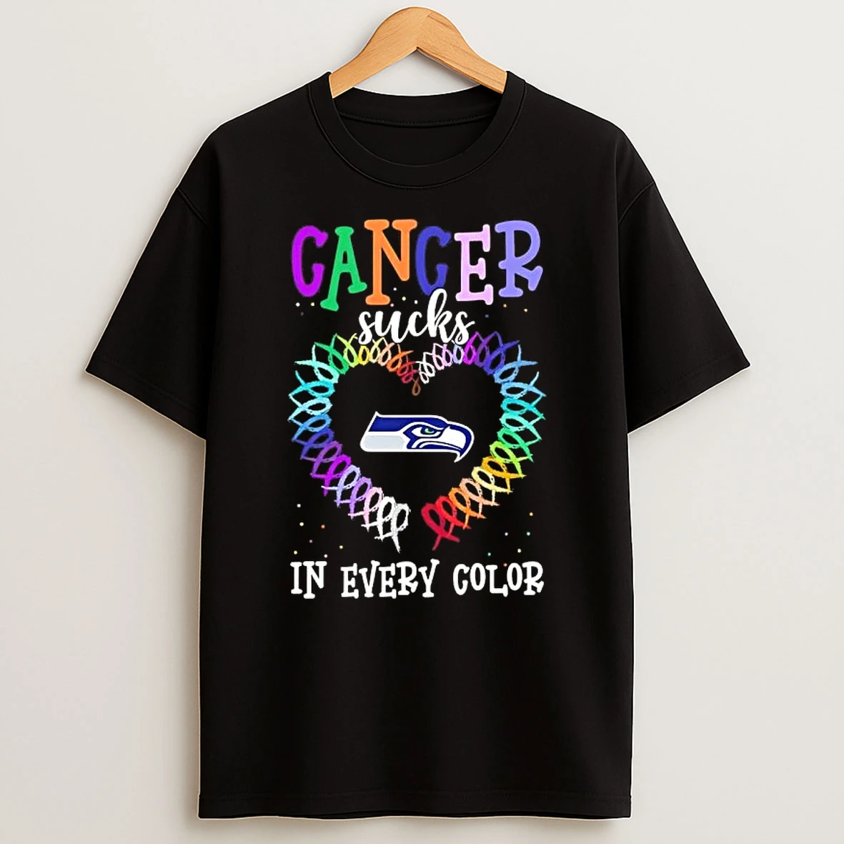 Seattle Seahawks Football Cancer Sucks In Every Color T Shirt