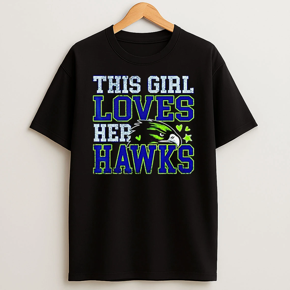 Seattle Seahawks This Girl Loves Her Hawks Face T Shirt