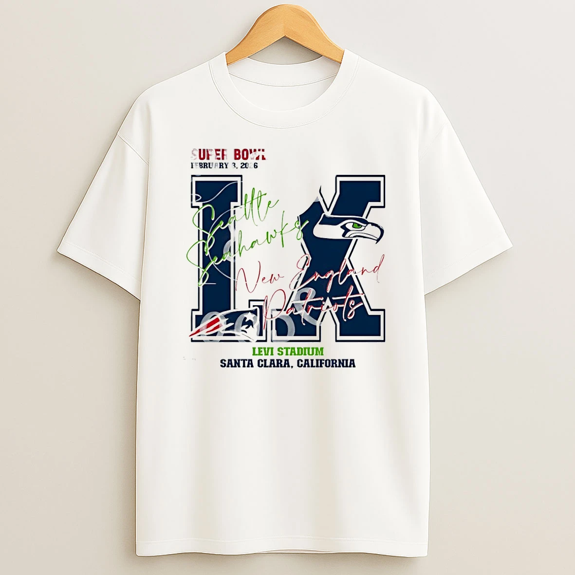 Seattle Seahawks Vs New England Patriots Football Lx Levi Stadium Santa Clara California T Shirt