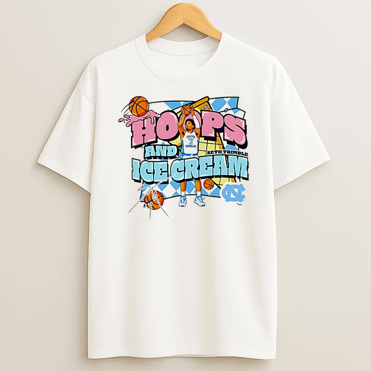 Seth Trimble North Carolina Tar Heels Hoops And Ice Cream T Shirt