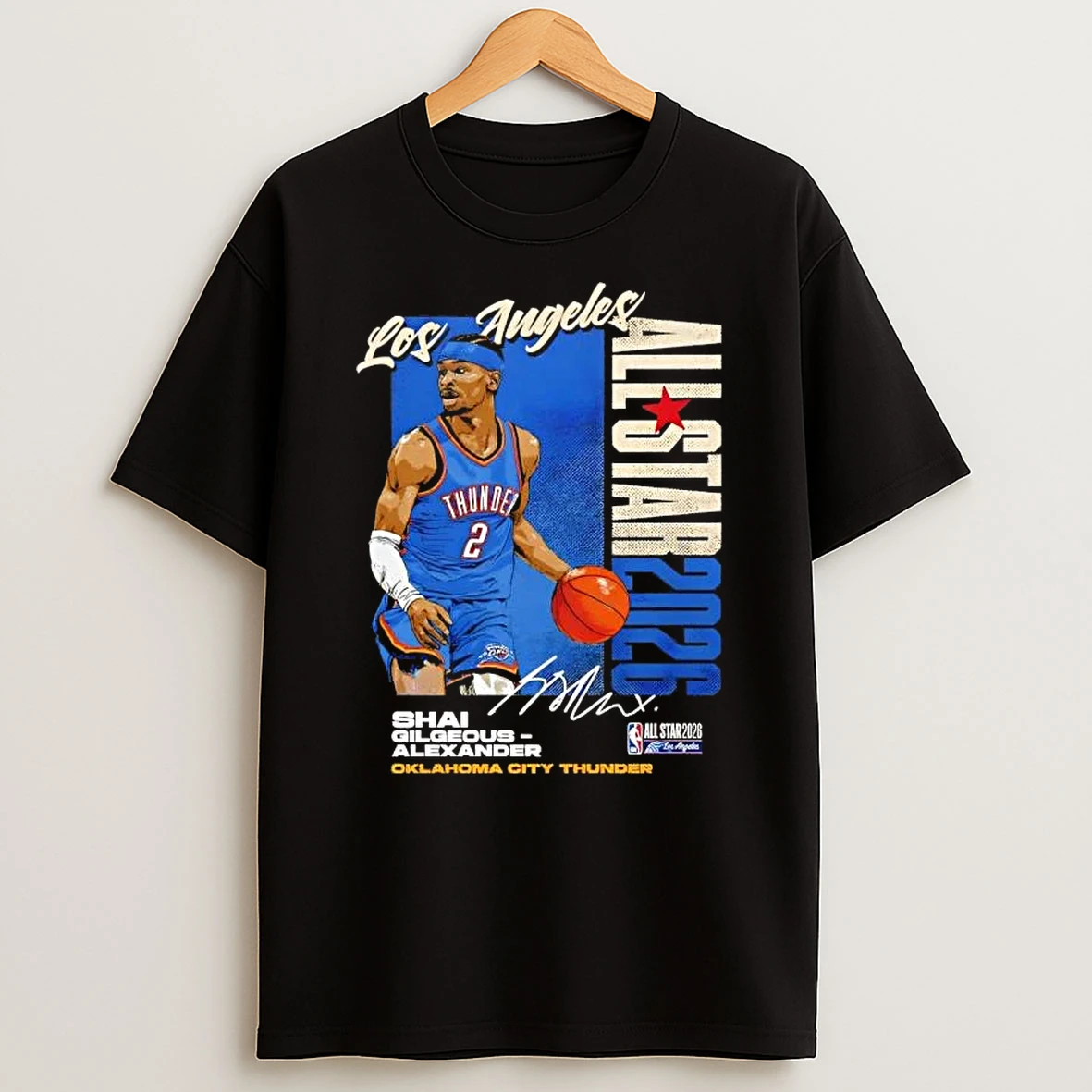 Shai Gilgeous Alexander Oklahoma City Thunder 2026 Nba All Star Vertical Signature T Shirt