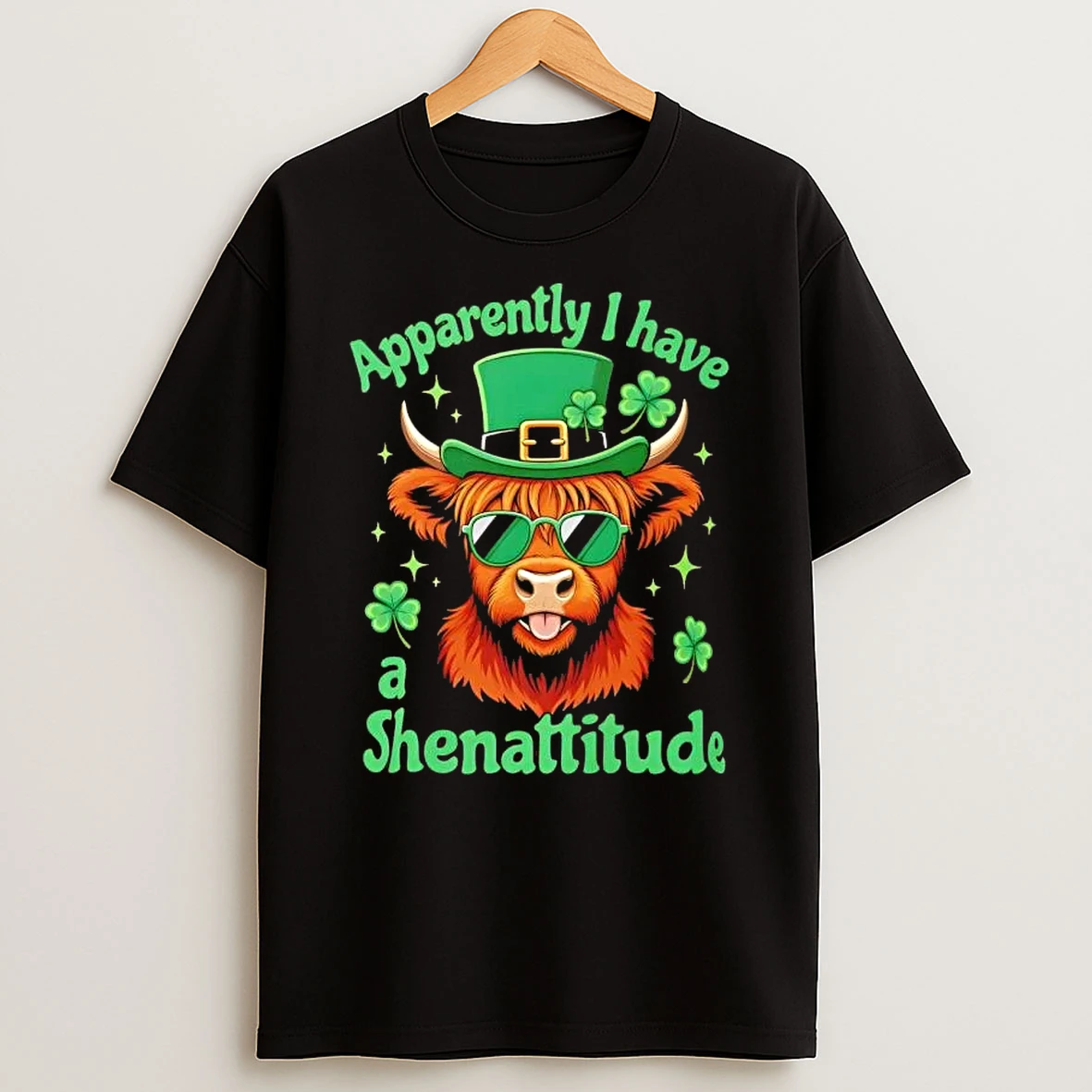 Shenattitude Highland Cow St Patricks Day T Shirt