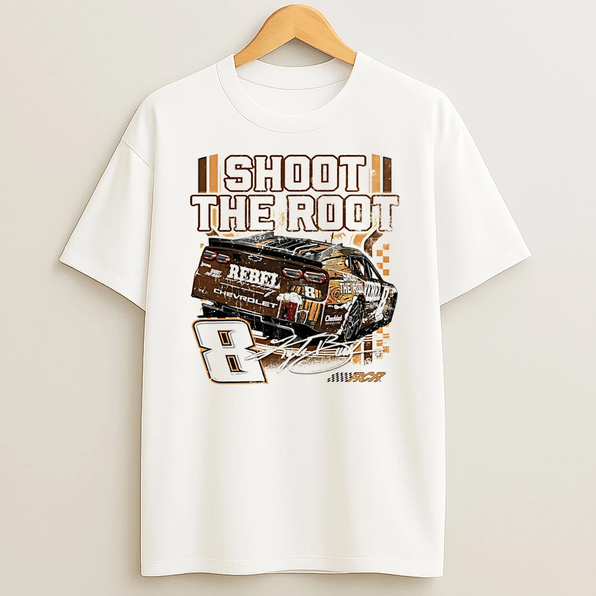 Shoot The Root Kyle Busch 8 Rebel Root Beer Whiskey Rcr Nascar Cup Series T Shirt