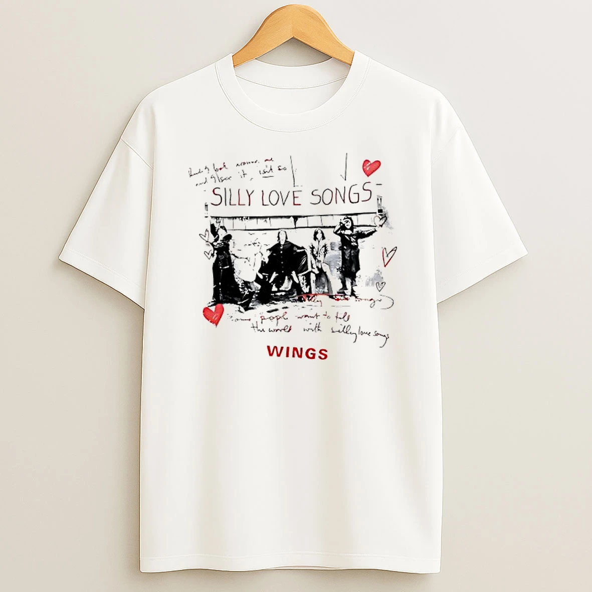 Silly Love Songs Wings Red Heart Music Band T Shirt
