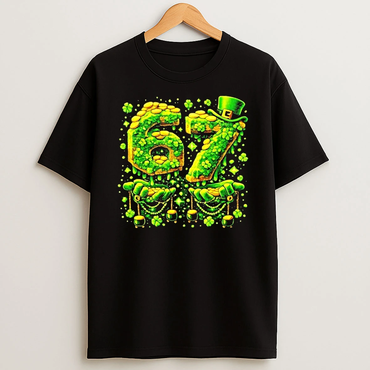 Six Seven Meme 67 St Patricks Day 6 7 Irish Clover T Shirt
