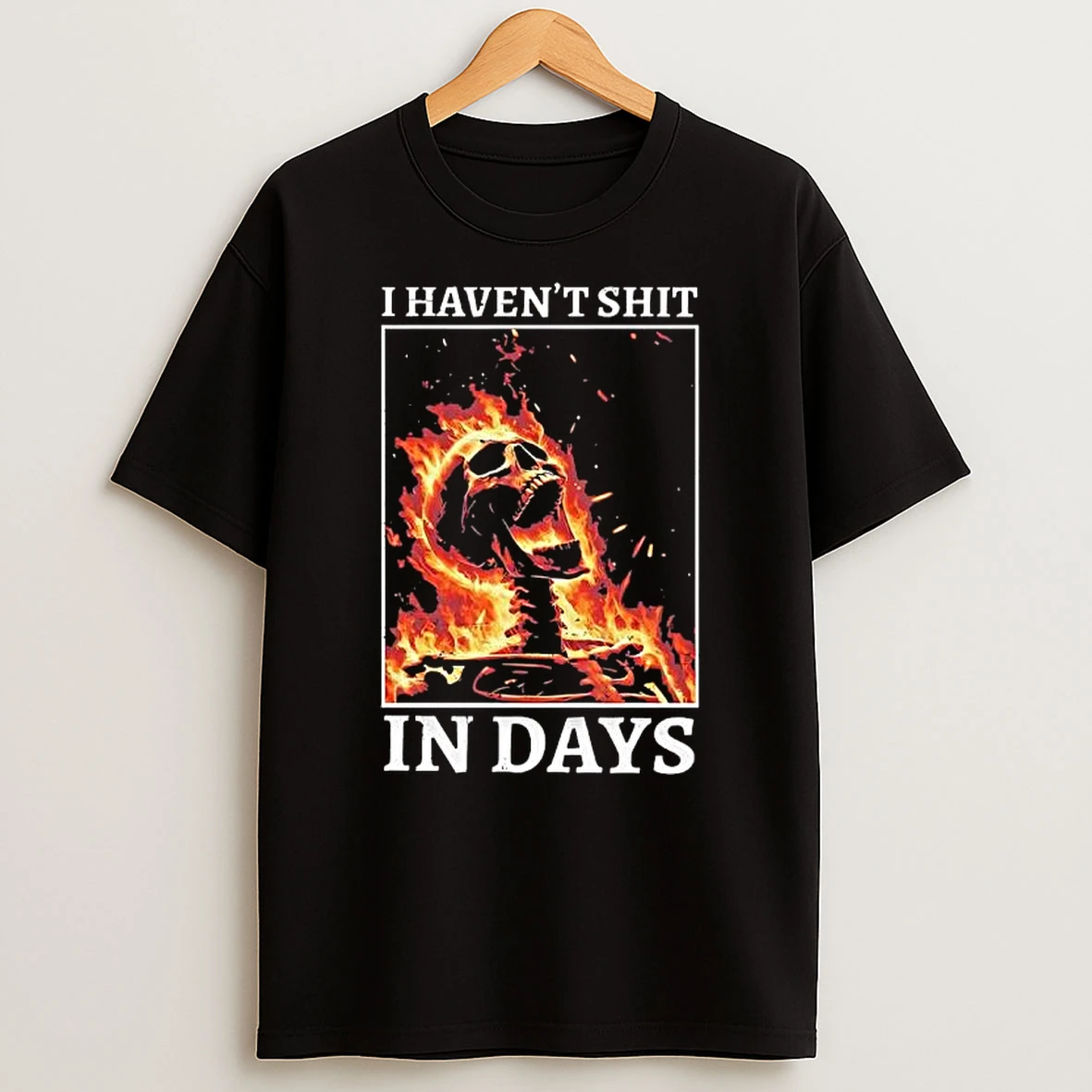Skeleton On Fire I Havent Shit In Days Graphic T Shirt