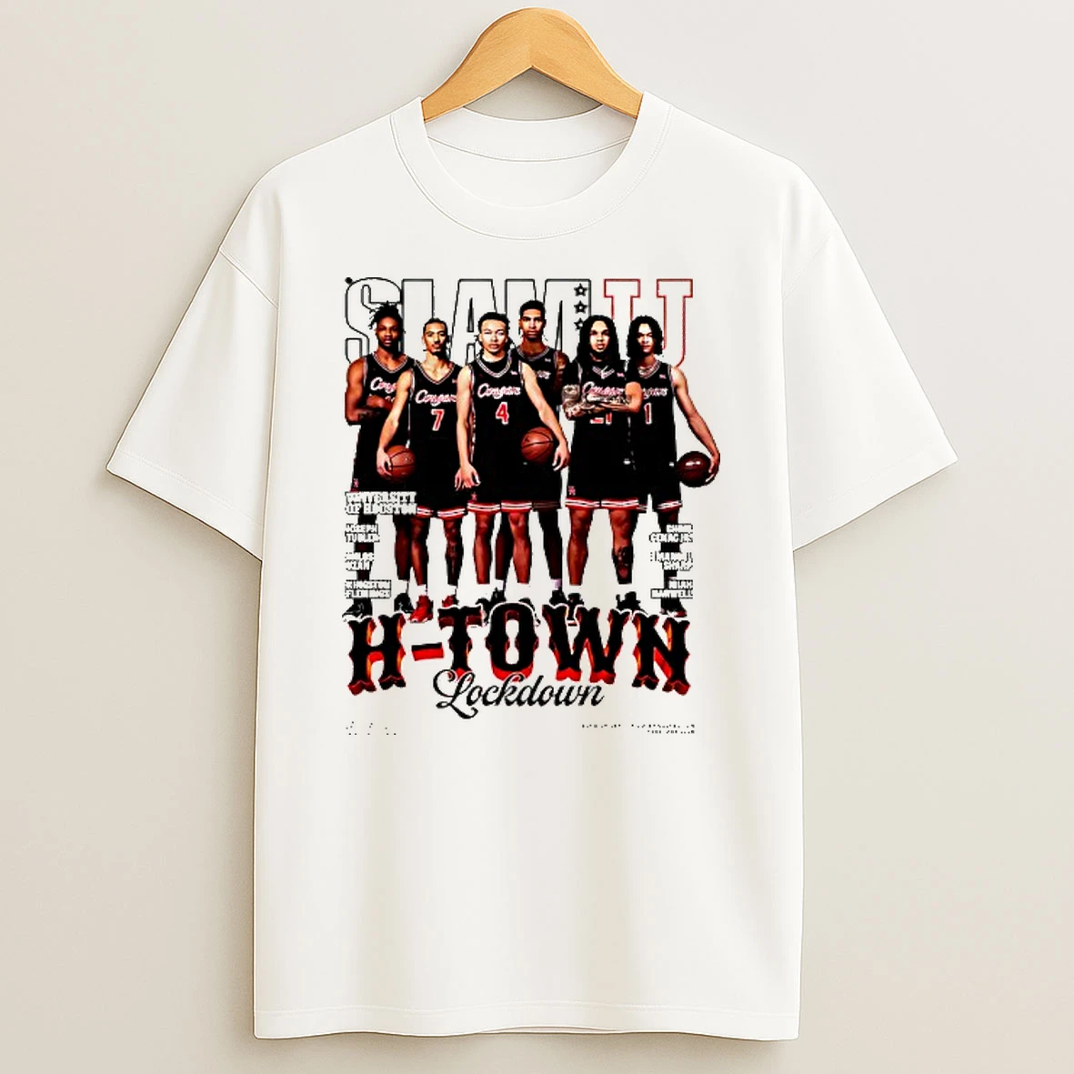 Slam Houston Cougars Mens Basketball H Town Lockdown T Shirt