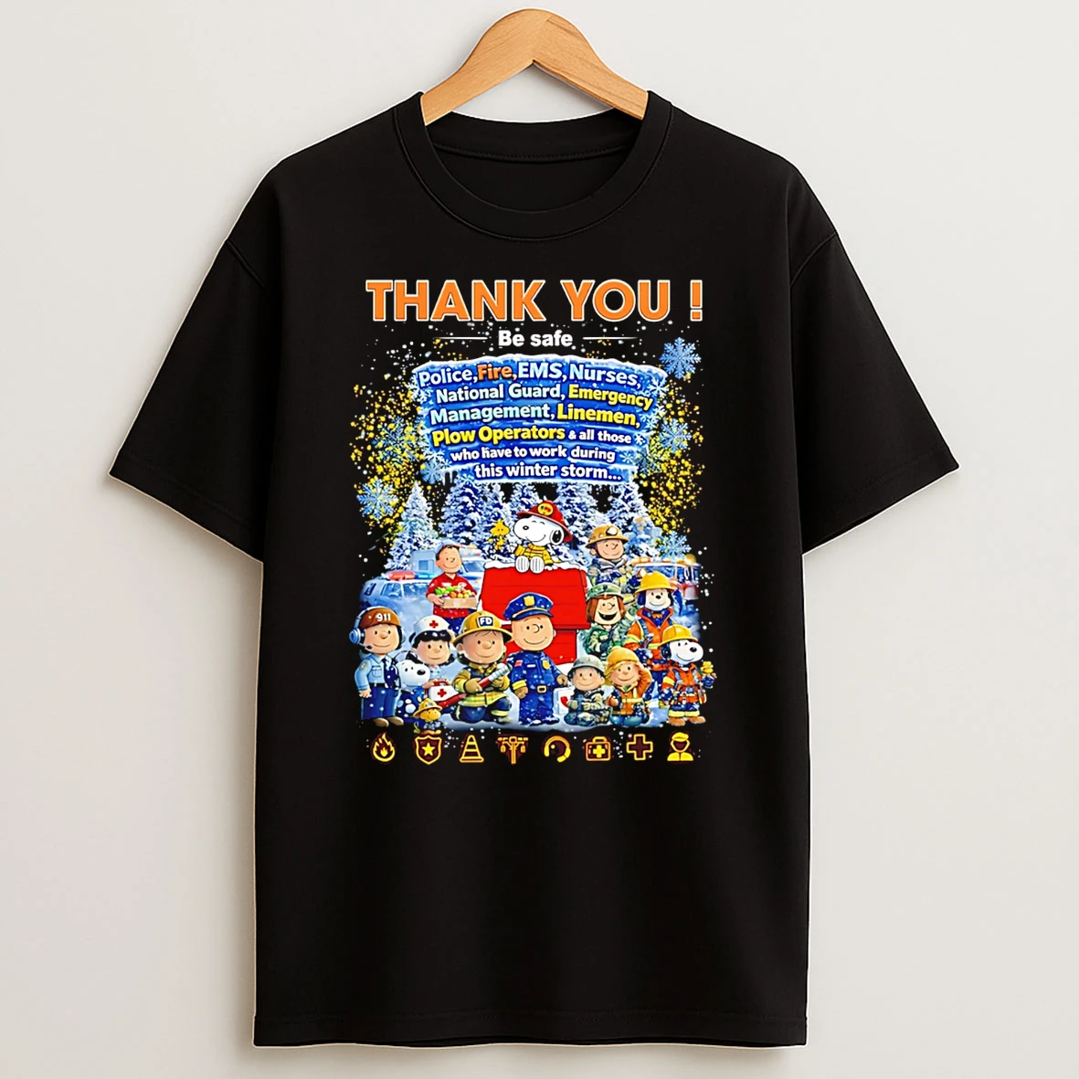 Snoopy Peanut Thank You Be Safe Police Fire Ems Nurses T Shirt