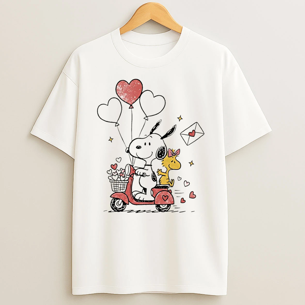 Snoopy Woodstock Heart Balloons Valentines Day 2026 T Shirt