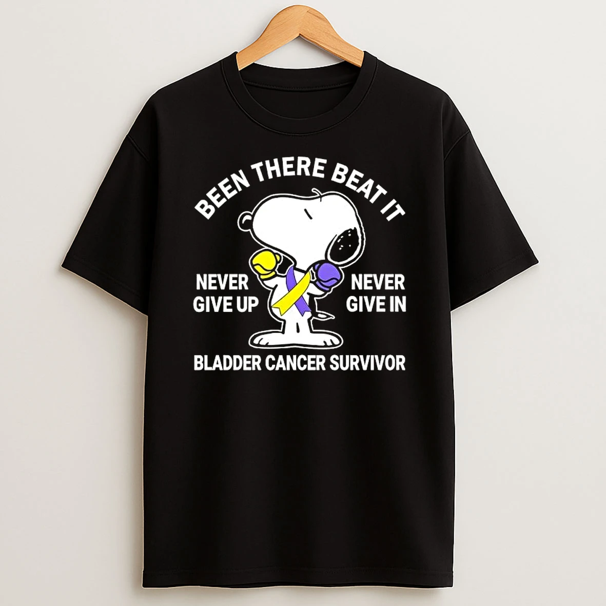 Snoopy Been There Beat It Never Give Up Never Give In Bladder Cancer Survivor T Shirt