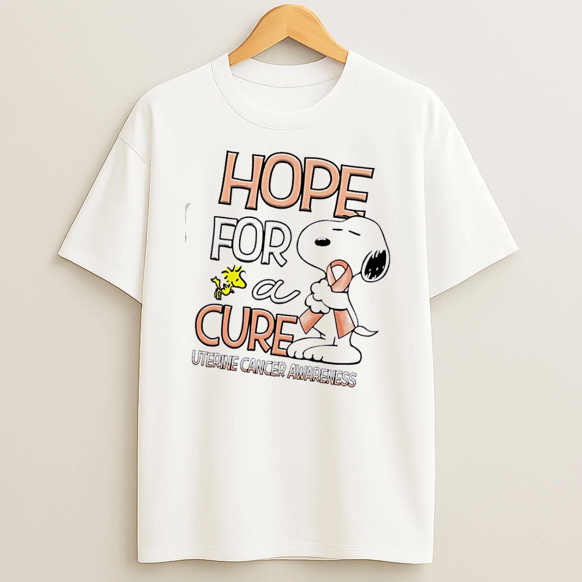 Snoopy Hope For A Cure Uterine Cancer Awareness T Shirt